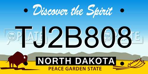 TJ2B808 North Dakota License Plate