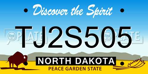 TJ2S505 North Dakota License Plate