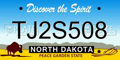 TJ2S508 North Dakota License Plate
