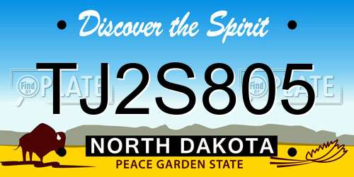 TJ2S805 North Dakota License Plate