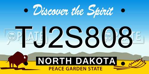 TJ2S808 North Dakota License Plate