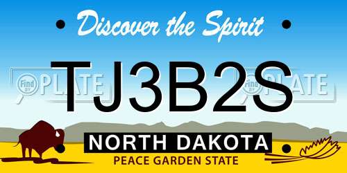 TJ3B2S North Dakota License Plate