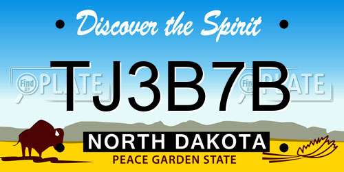 TJ3B7B North Dakota License Plate
