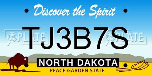 TJ3B7S North Dakota License Plate
