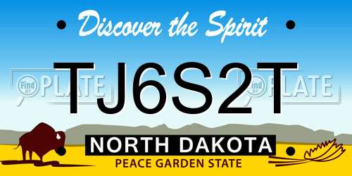 TJ6S2T North Dakota License Plate