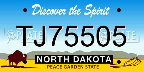 TJ75505 North Dakota License Plate