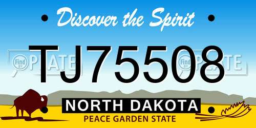 TJ75508 North Dakota License Plate