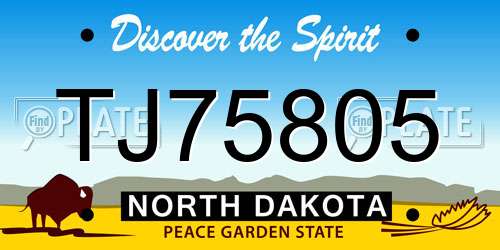 TJ75805 North Dakota License Plate