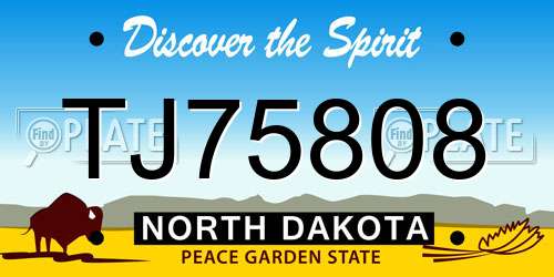TJ75808 North Dakota License Plate