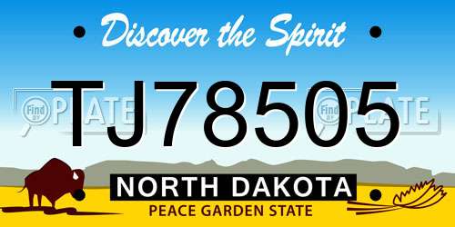 TJ78505 North Dakota License Plate