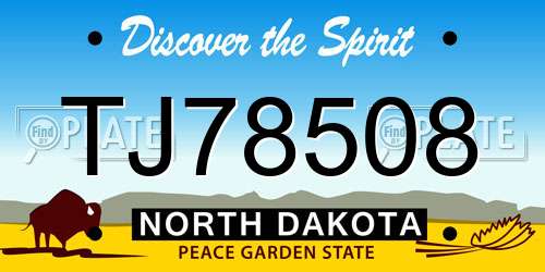 TJ78508 North Dakota License Plate