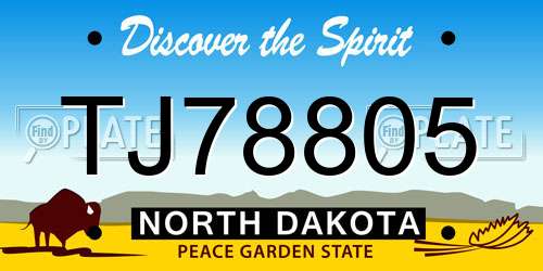 TJ78805 North Dakota License Plate