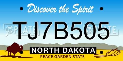 TJ7B505 North Dakota License Plate