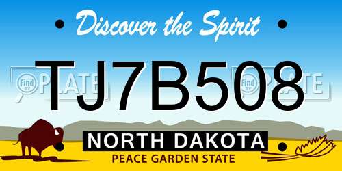 TJ7B508 North Dakota License Plate