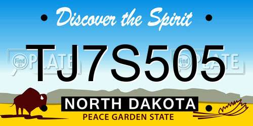 TJ7S505 North Dakota License Plate