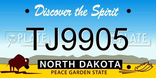 TJ9905 North Dakota License Plate
