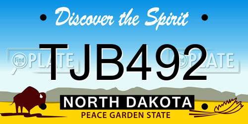 TJB492 North Dakota License Plate