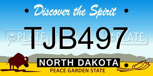 TJB497 North Dakota License Plate