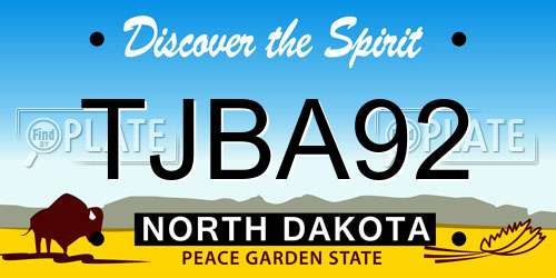 TJBA92 North Dakota License Plate