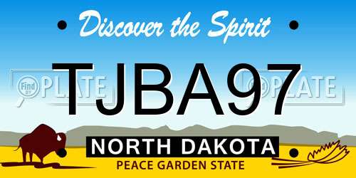 TJBA97 North Dakota License Plate