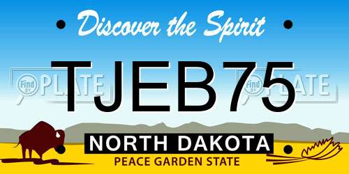 TJEB75 North Dakota License Plate
