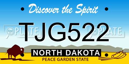 TJG522 North Dakota License Plate