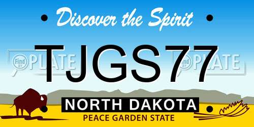 TJGS77 North Dakota License Plate