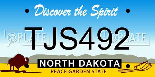 TJS492 North Dakota License Plate