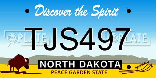 TJS497 North Dakota License Plate