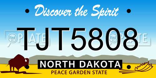 TJT5808 North Dakota License Plate