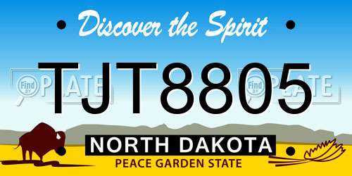 TJT8805 North Dakota License Plate