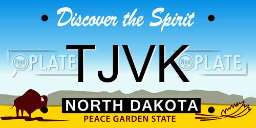 TJVK North Dakota License Plate