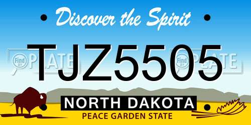 TJZ5505 North Dakota License Plate
