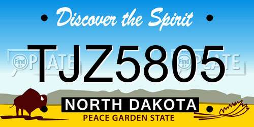 TJZ5805 North Dakota License Plate