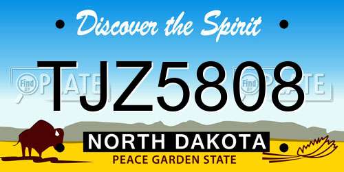 TJZ5808 North Dakota License Plate