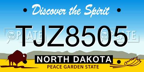 TJZ8505 North Dakota License Plate