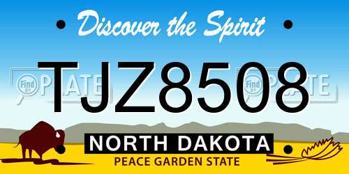 TJZ8508 North Dakota License Plate