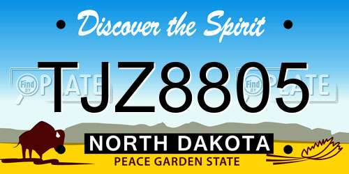 TJZ8805 North Dakota License Plate