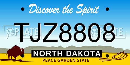 TJZ8808 North Dakota License Plate