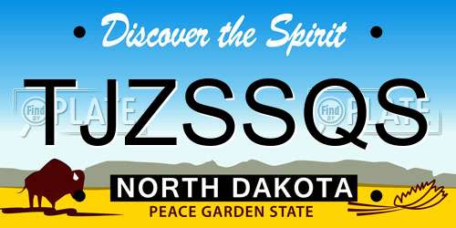 TJZSSQS North Dakota License Plate