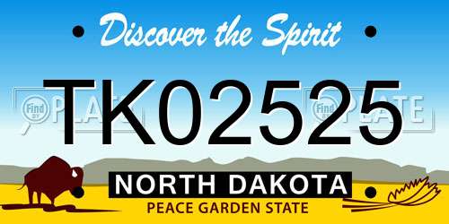 TK02525 North Dakota License Plate