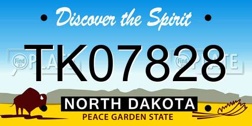 TK07828 North Dakota License Plate