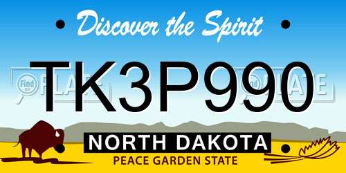 TK3P990 North Dakota License Plate