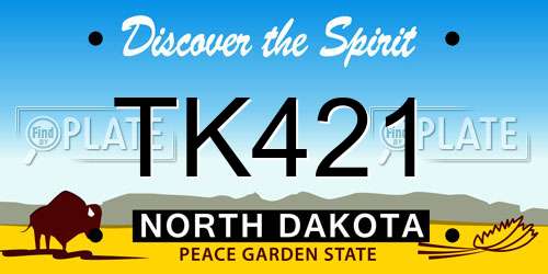 TK421 North Dakota License Plate