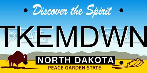 TKEMDWN North Dakota License Plate