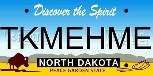 TKMEHME North Dakota License Plate