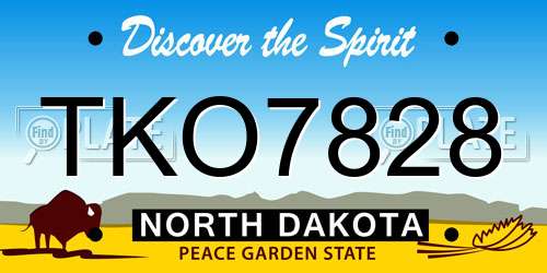 TKO7828 North Dakota License Plate
