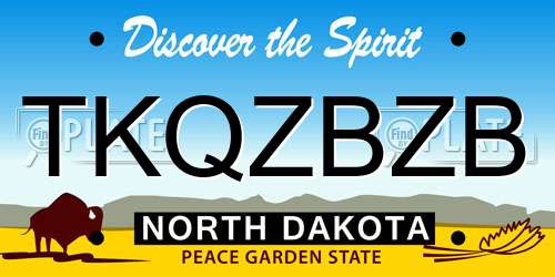 TKQZBZB North Dakota License Plate