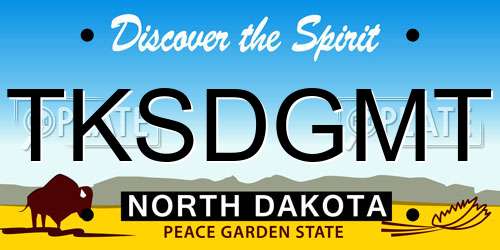 TKSDGMT North Dakota License Plate