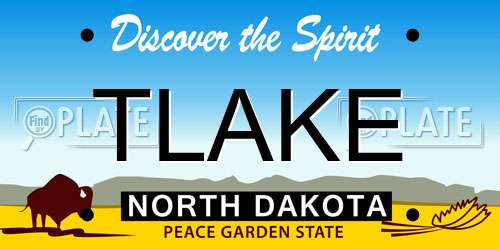 TLAKE North Dakota License Plate